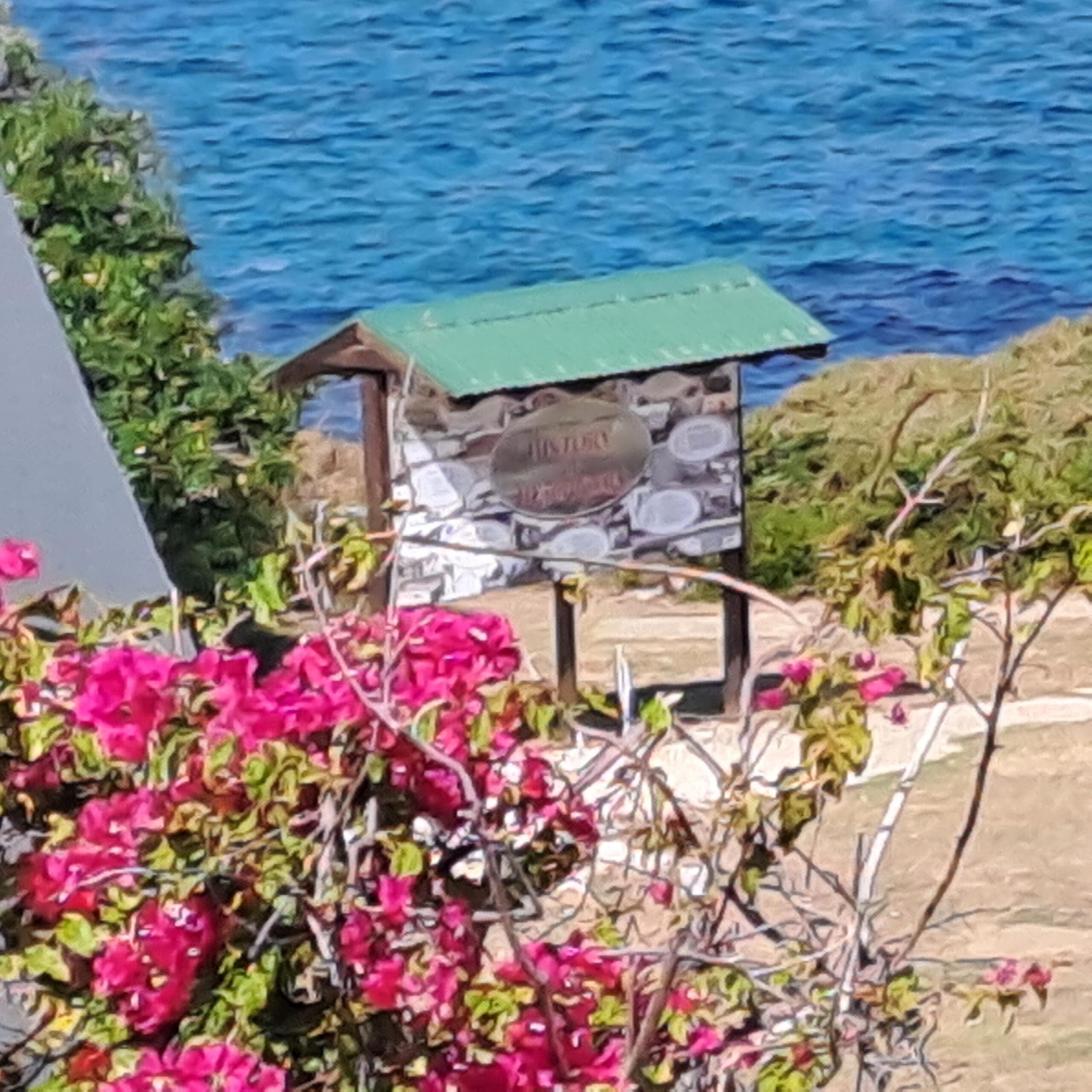Hermanus History Board viewed from Misty Waves Guest House on Marine Drive