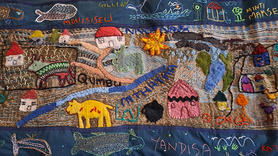 Tapestry on display in Lecture Room Harbour Whale Museum